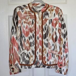 Chico's Art-To-Wear Linen Blend Metallic Jacket Size 1 (8)